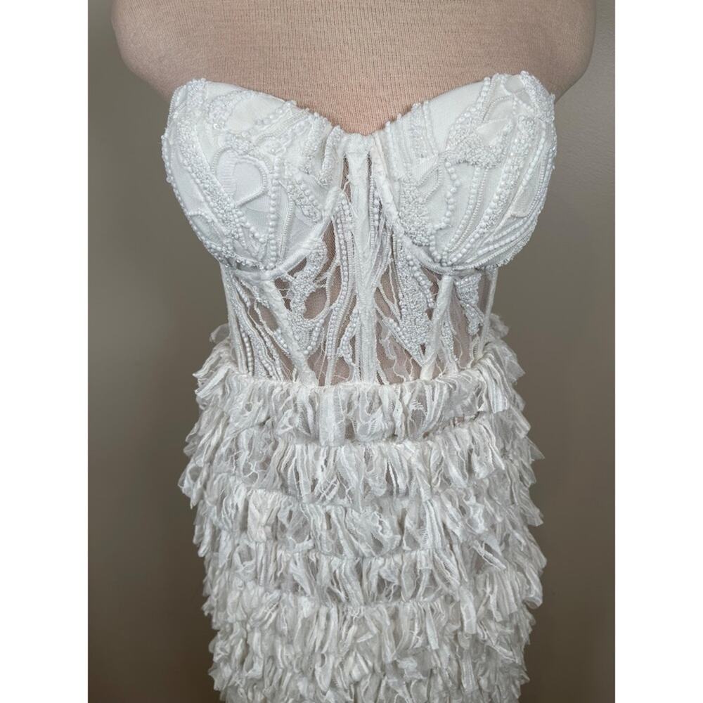 RETROFETE Irini Bustier Lace Tiered Ruffle Sequin Embellished Maxi Dress Sz XL - Picture 5 of 9